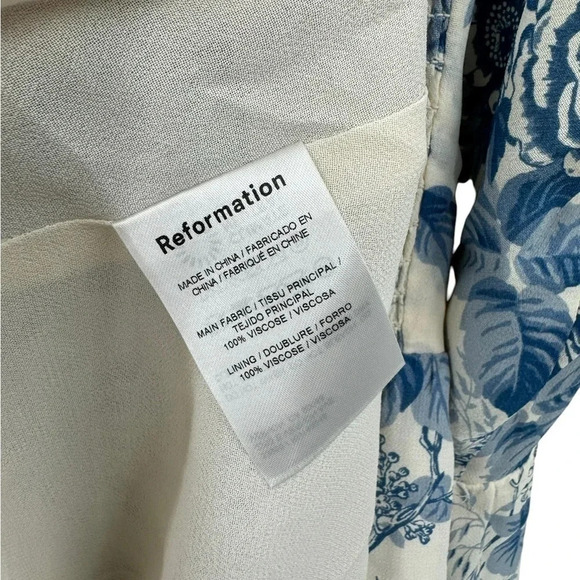 Reformation Esther Mini Dress Pompadour Blue Floral Print 12 B1565 - Picture 8 of 8